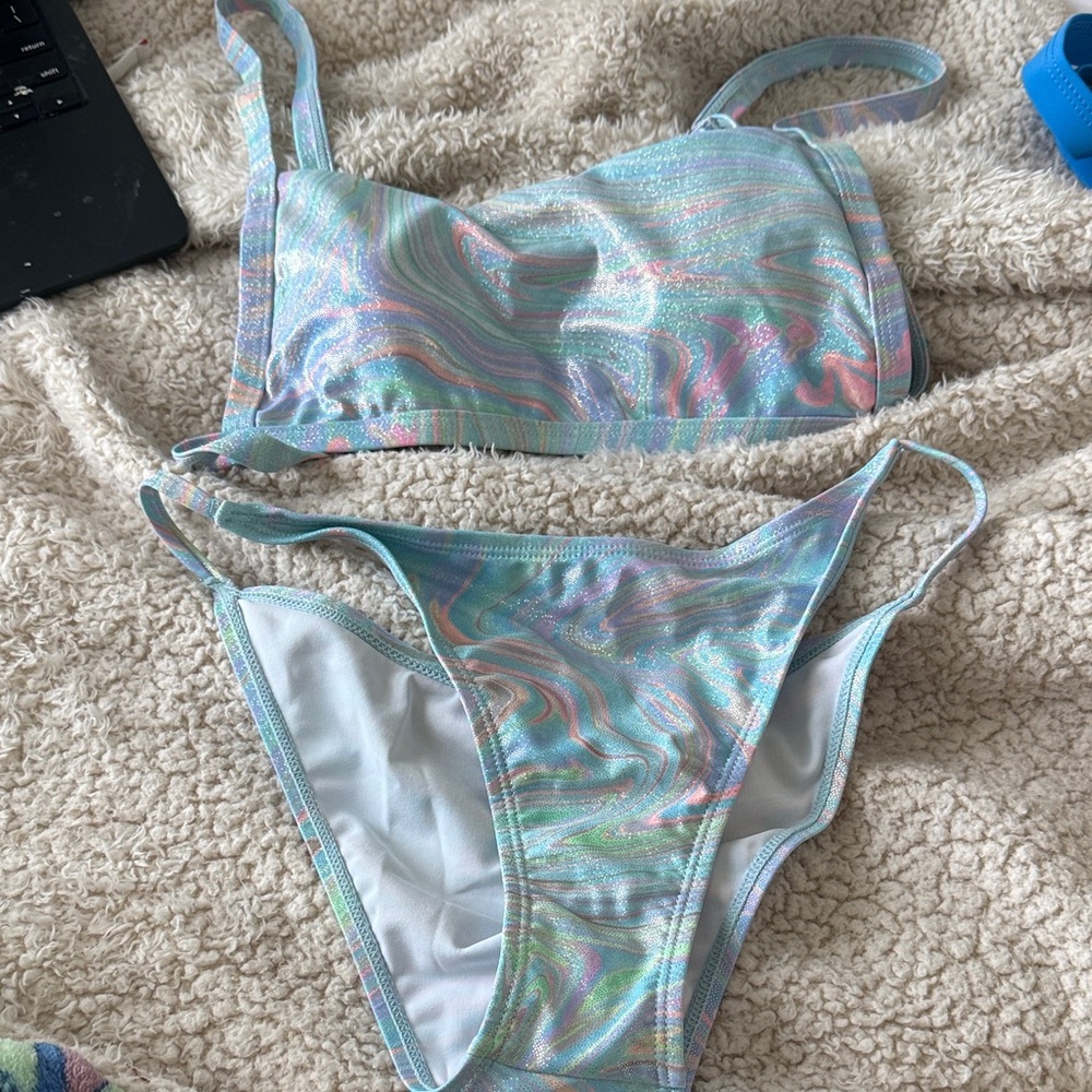 SHEIN Iridescent Swirl Bikini Set